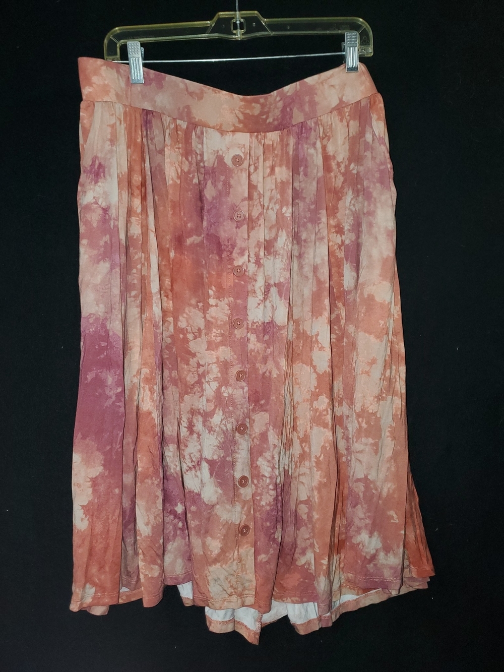 torrid Peach and Mauve Tie-Dye Button Front Midi Skirt
